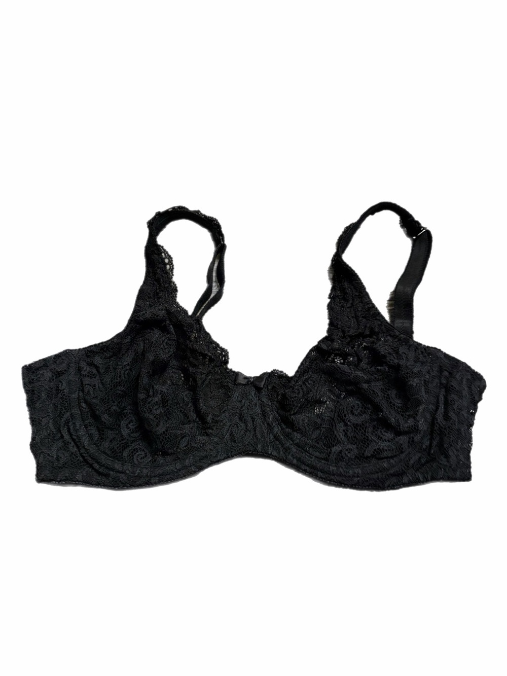 90s European Vintage Felina Floral Lace Unlined Bra (Black) Size 36C/34D
